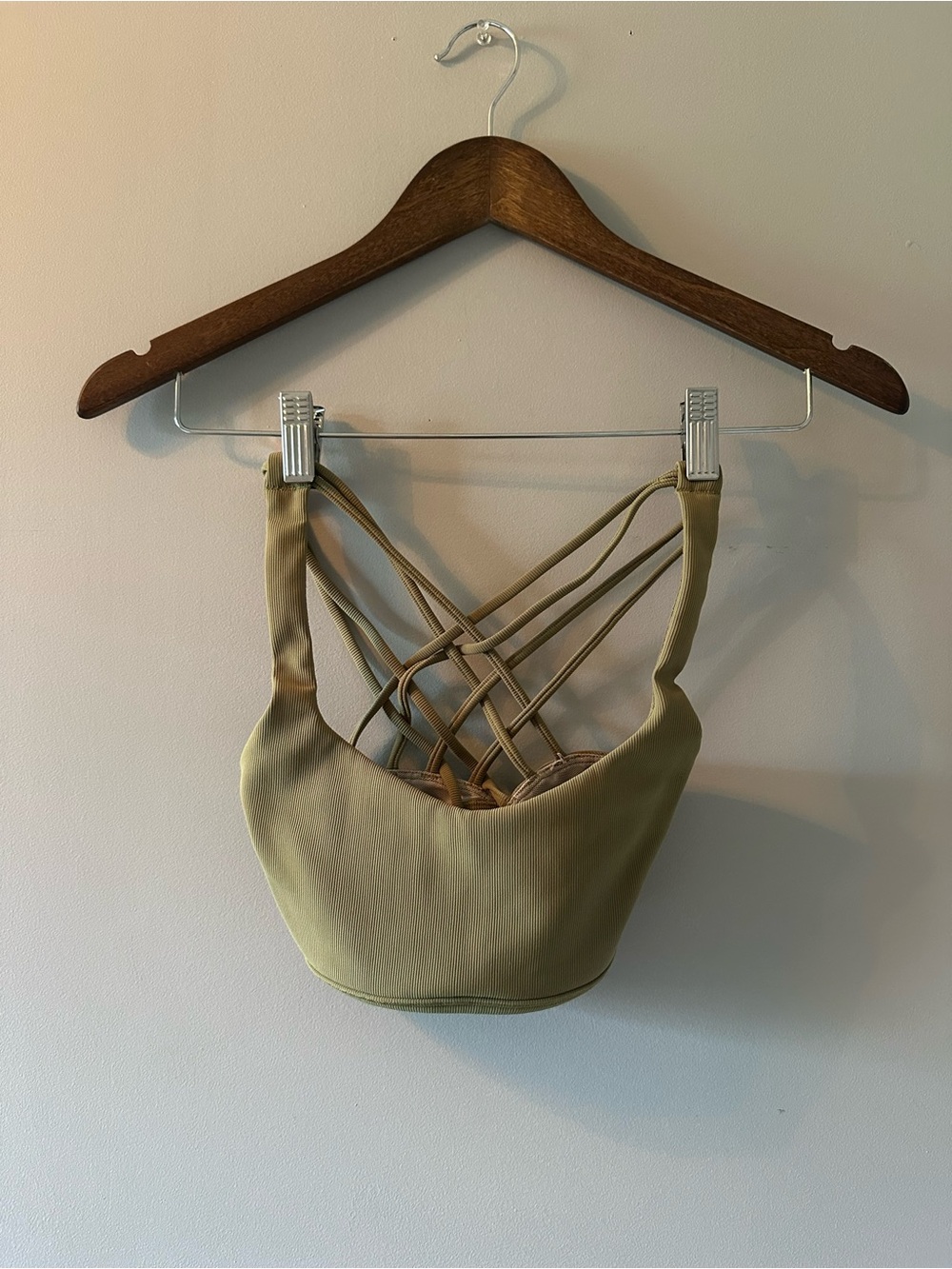 lululemon athletica strappy sports bra in sage green